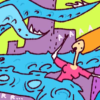 Hgreen, hgree (One Page graphic novel by Peter Dzogaba, acrylic colours on paper, 2012)