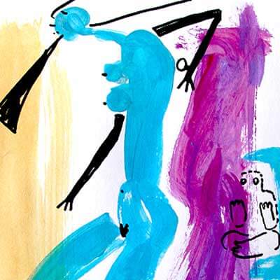 Honey, I will revenge for your pain very much (Peter Dzogaba, acrylic colours on paper, 2011)