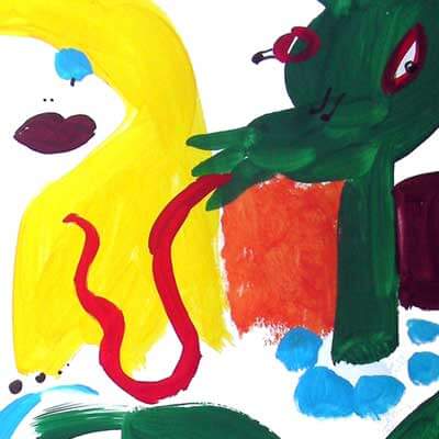 Please, just give me a trolley-bus! (Peter Dzogaba, acrylic colours on paper, 2012)