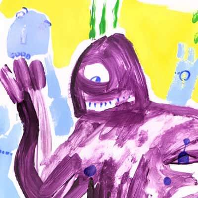 Strong legs, dude! (Peter Dzogaba, acrylic colours on paper, 2015)